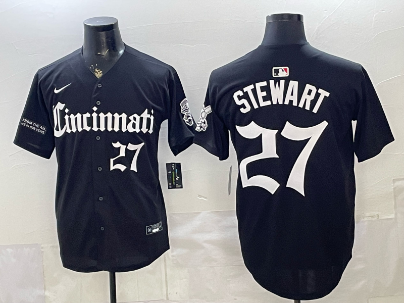Men Cincinnati Reds #27 Stewart black Nike 2026 MLB Jersey 0518003->cincinnati reds->MLB Jersey